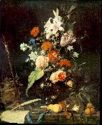 Jan Davidsz. de Heem Flower Still-life with Crucifix and Skull oil on canvas